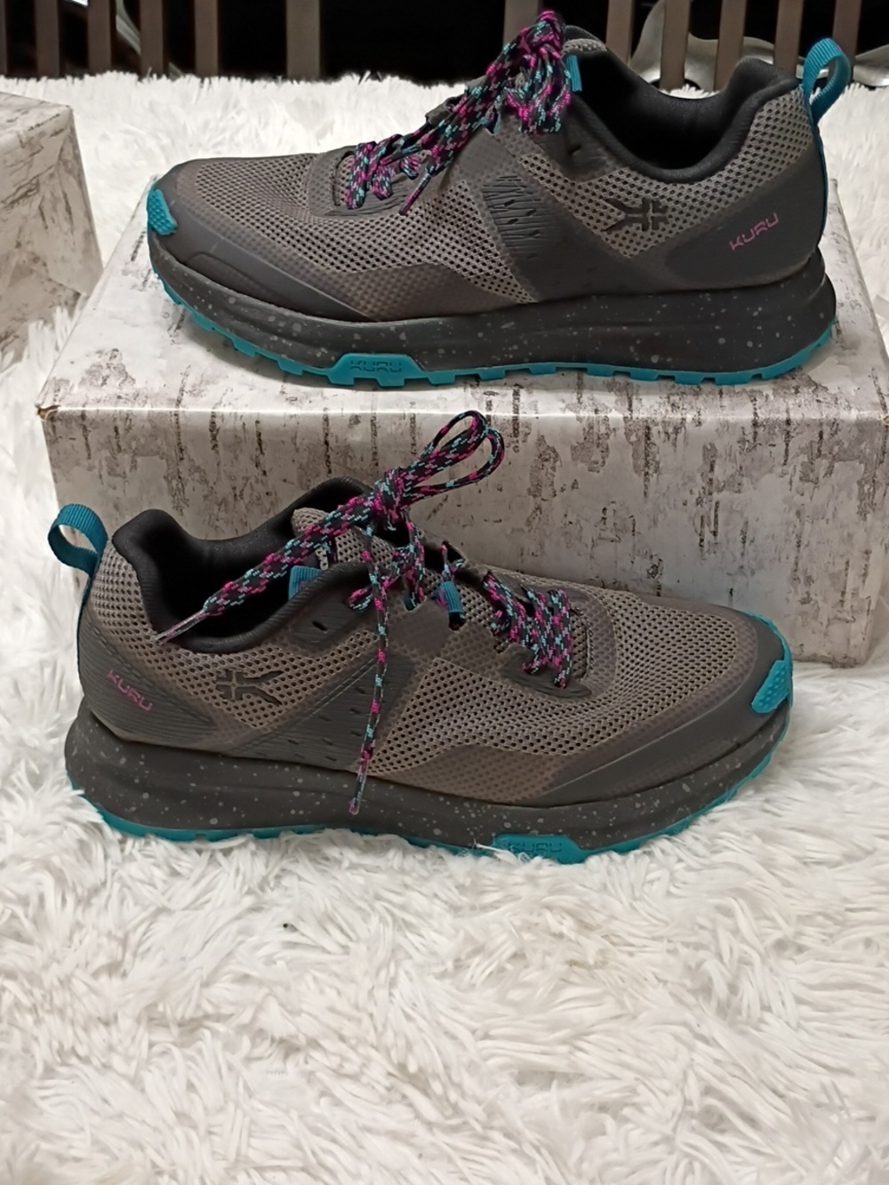 KURU Atom Women's Hiking Shoes  Gray & Teal Highlights Plantar Fascitis 9.5M